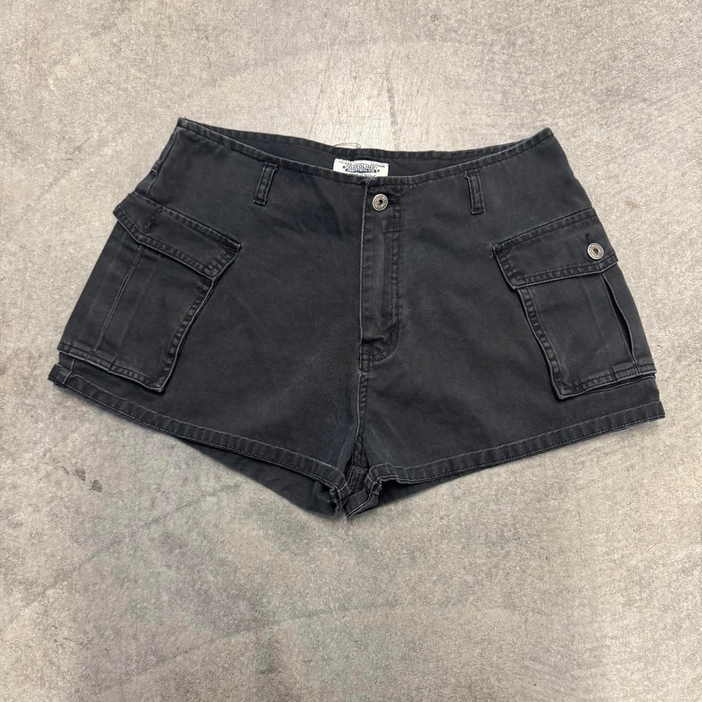 Vintage 90s Y2K Gasoline Faded Black Cargo Shorts Womens 13/14 32 Waist
